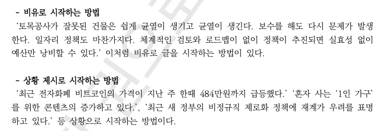 공기업 논술- 서론을 시작하는 6가지 방법