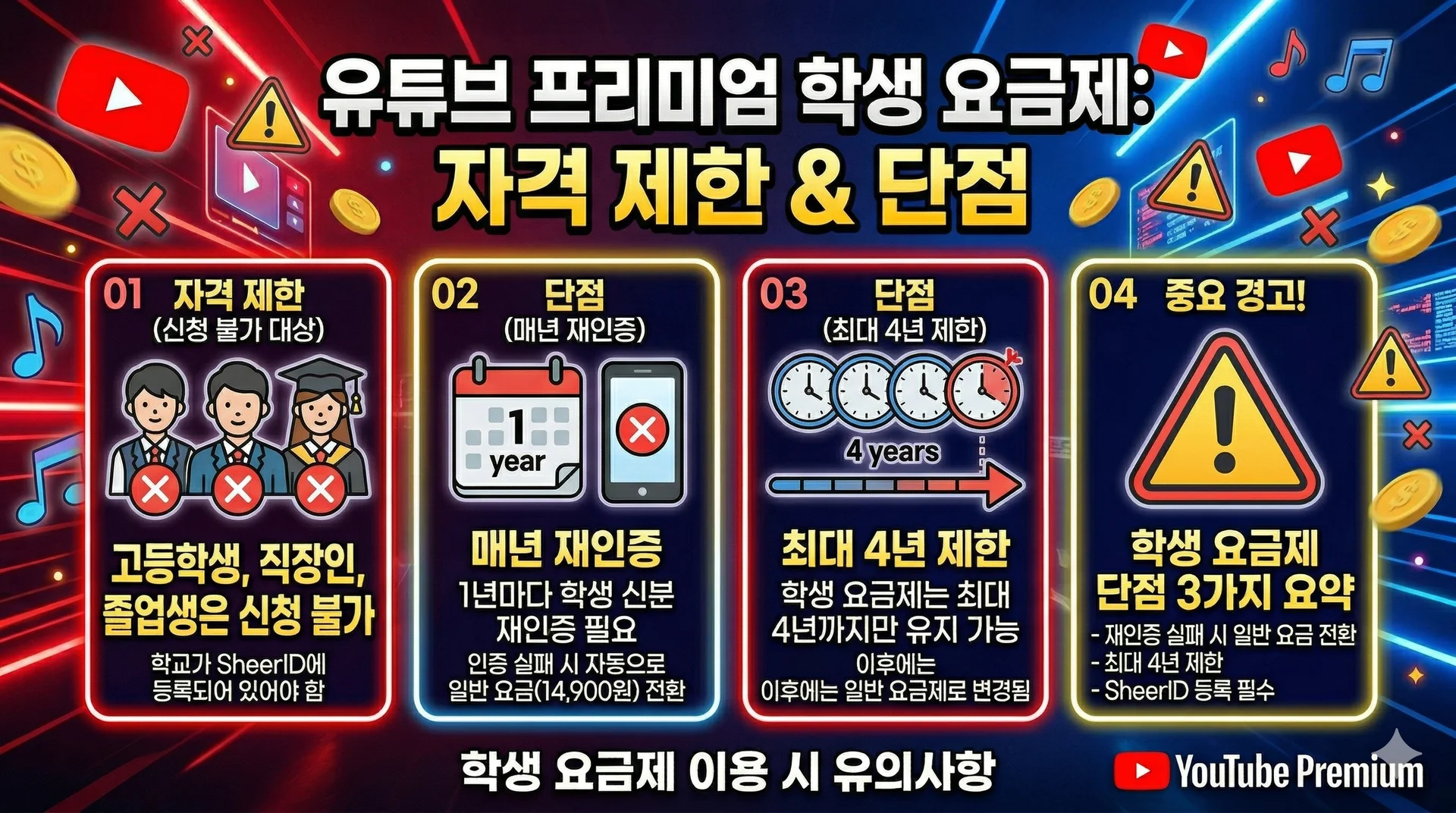 유튜브 프리미엄 학생 요금제 단점 3가지