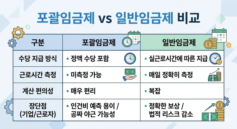 포괄임금제와 일반임금제 비교