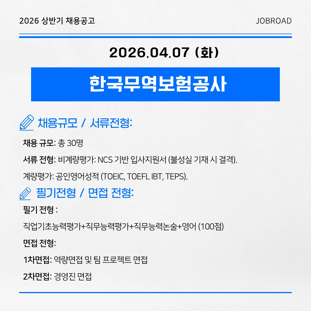 한국무역보험공사(K-SURE) 2026년 상반기 일반직 신입 채용