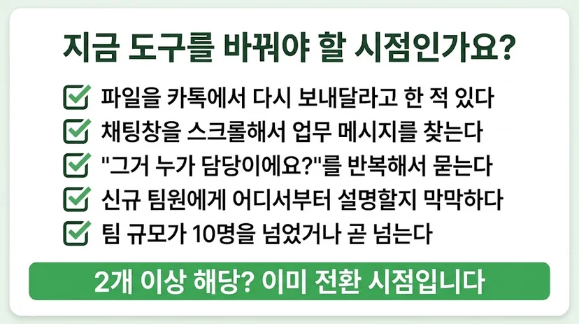 스타트업 협업툴 도입 시점 체크리스트 카톡 대안