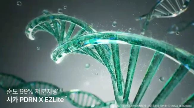1/10 크기로 저분자화한 식물성 PDRN과 EZLite®의 결합 시각화 이미지