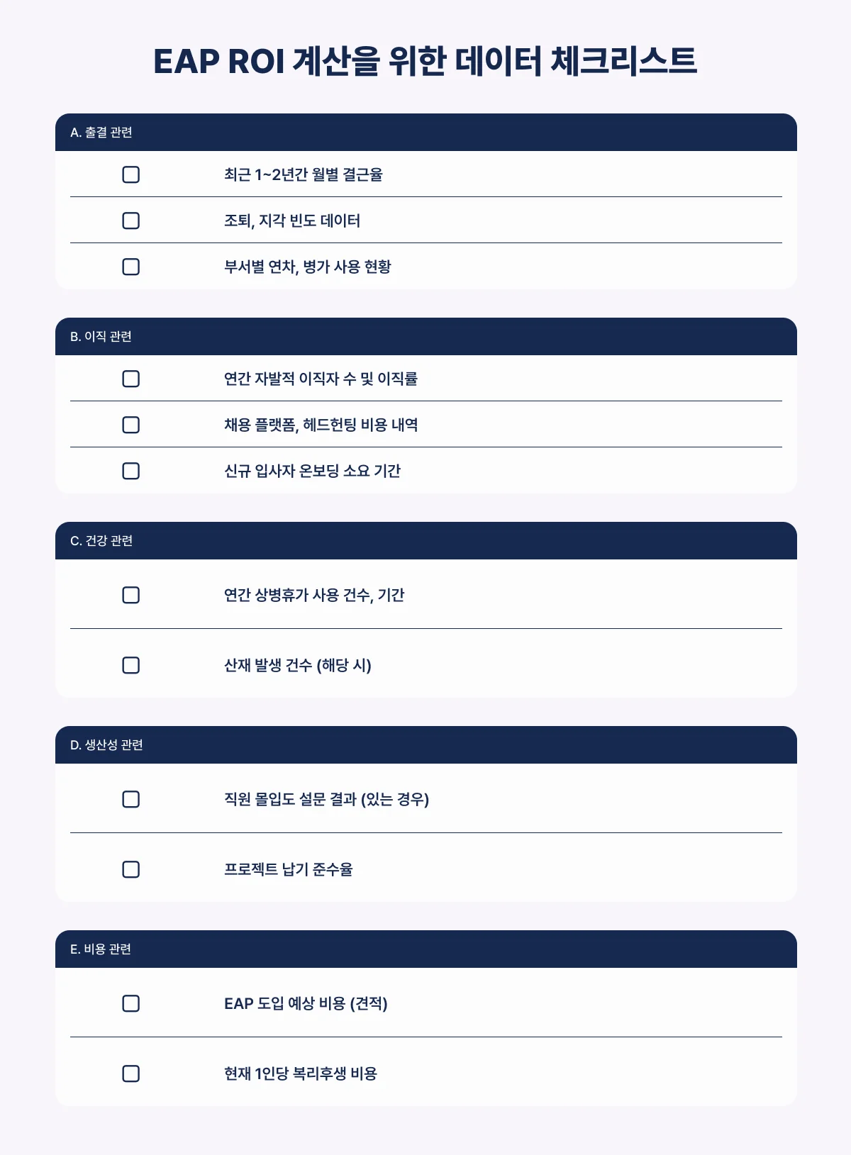 인사담당자 EAP ROI 계산