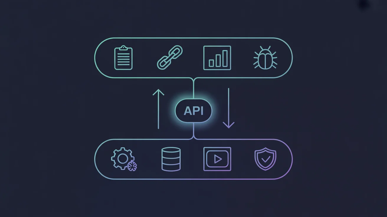 Cloud ALM orchestration and test automation tool execution layers connected via API architecture diagram
