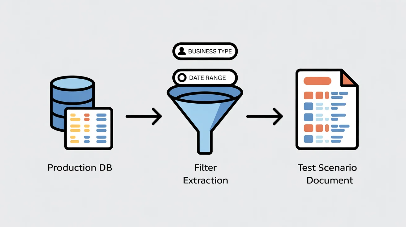 PerfecTwin Data Extractor production data query extraction and test data utilization flow