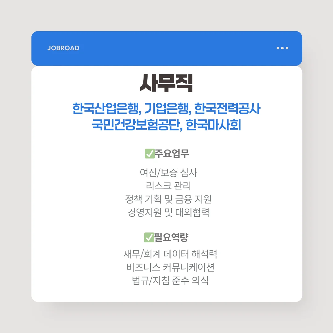 사무직 (일반직): 금융공기업의 '만능 플레이어'