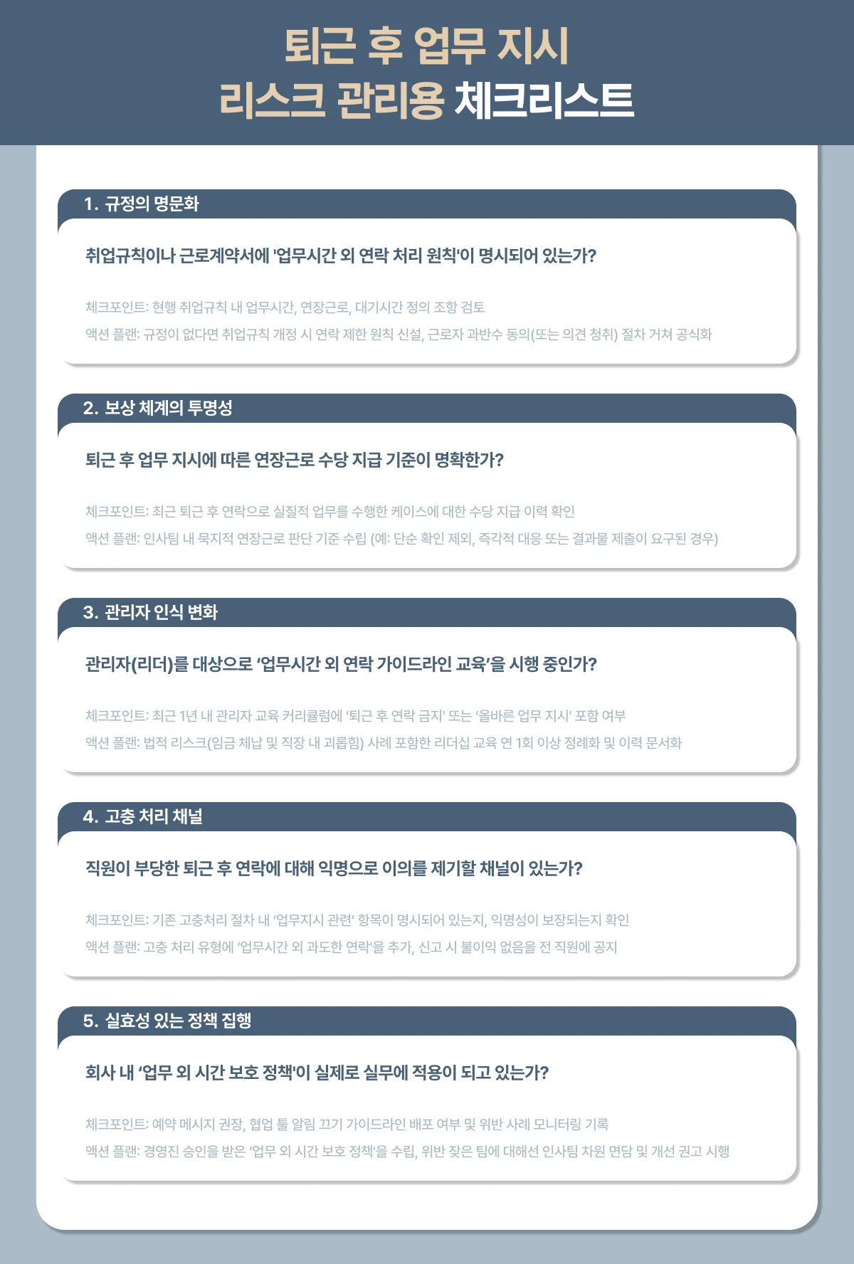 인사담당자 퇴근 후 업무 연락 금지