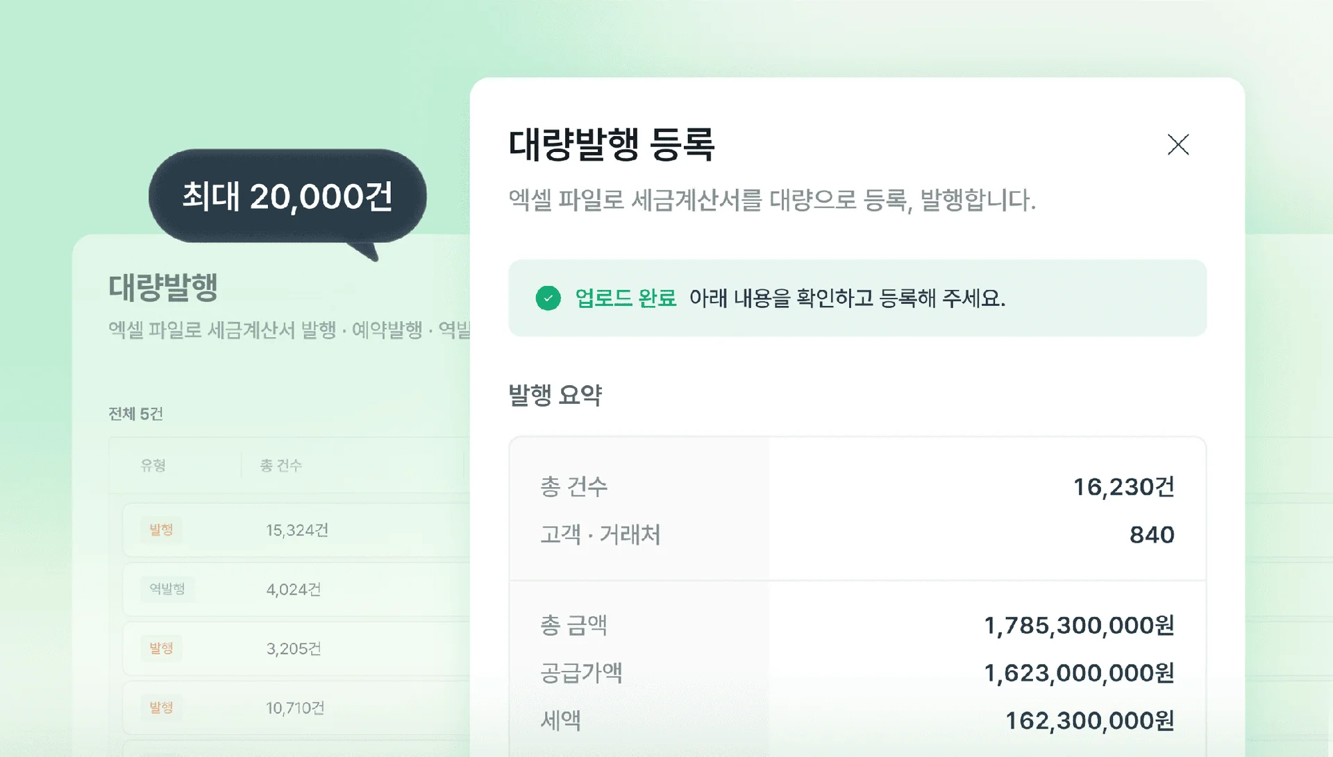 세금계산서 대량발행 2만건