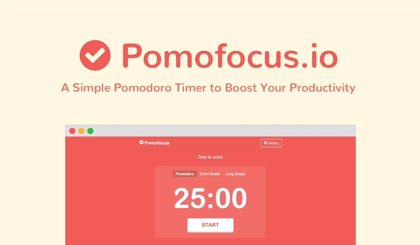 Pomofocus.io Pomodoro timer app interface showing 25-minute countdown for writing sessions