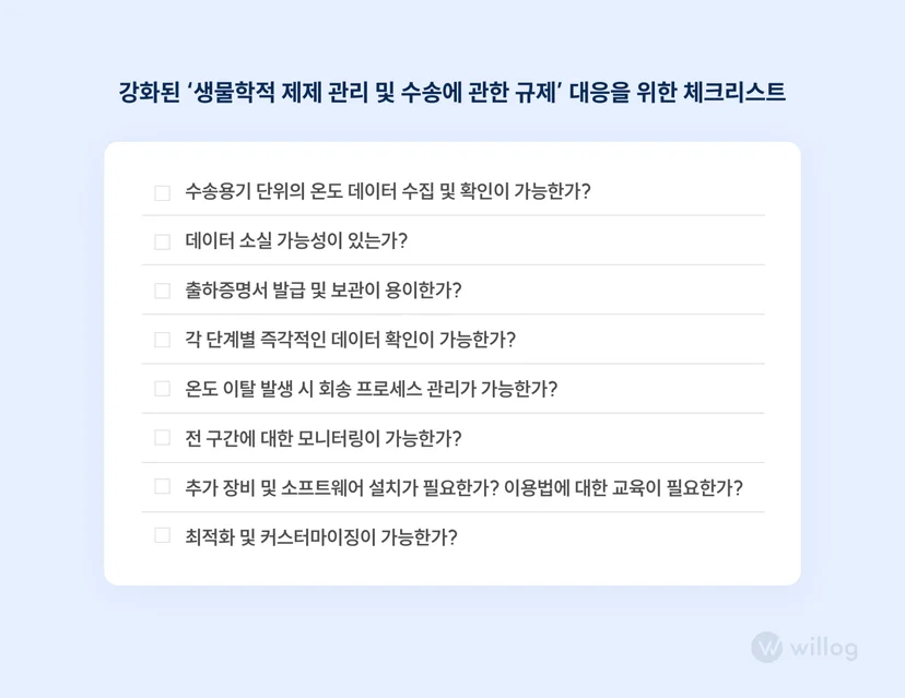 생물학적 제제 규제 대응을 위한 체크리스트 내용