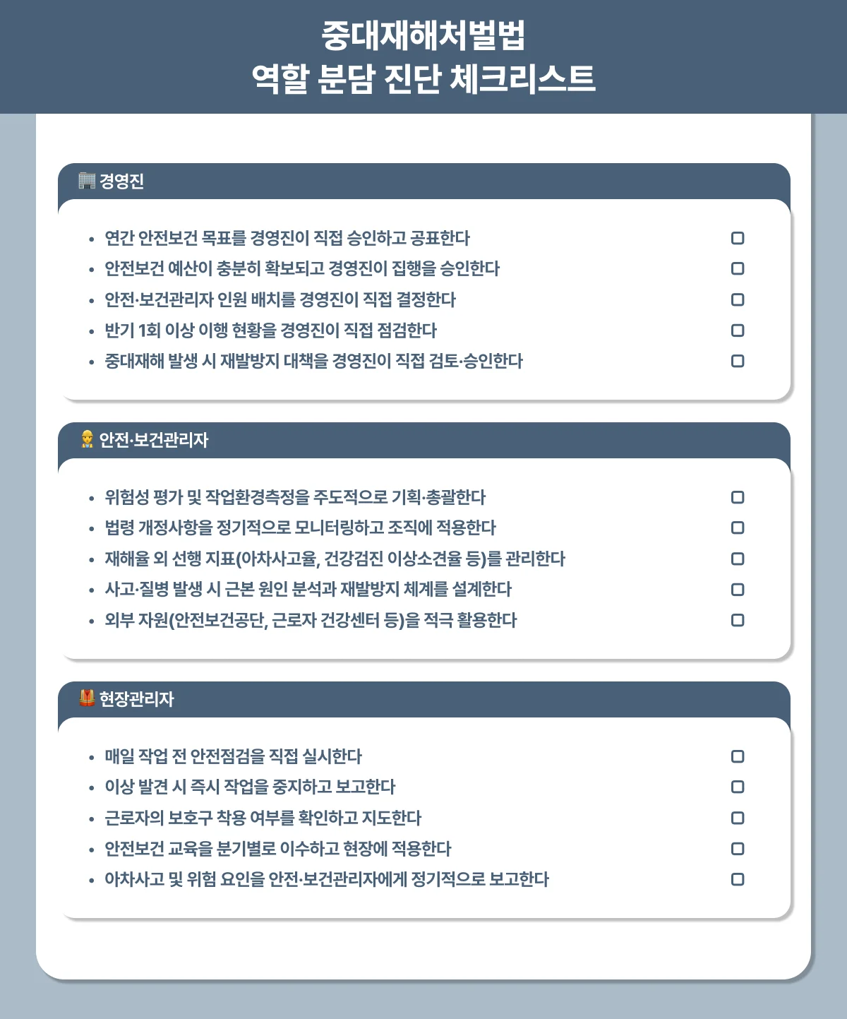 중대재해처벌법 보건관리자 안전관리자