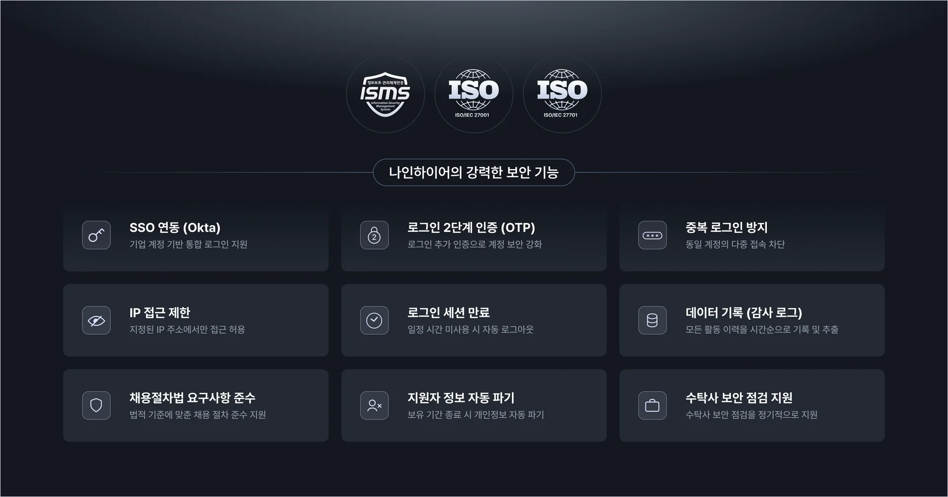 나인하이어의 강력한 보안 기능