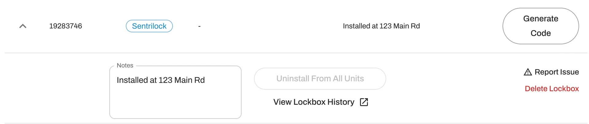 Click "Report Issues" next to the affected lockbox. 