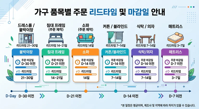 이사 날짜 기준 가구 주문 역산표 체크리스트