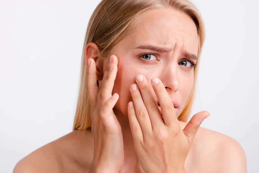 woman who concern Dry flaky skin on face