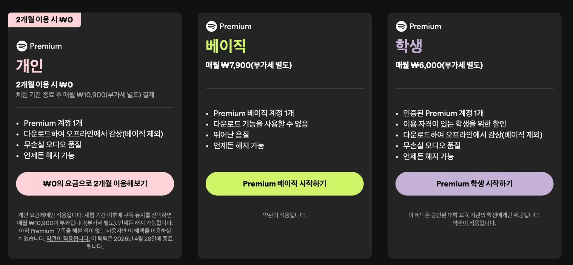 스포티파이 요금제 종류
