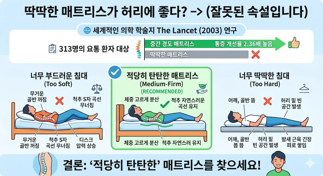 딱딱한 매트리스가 허리에 좋다?