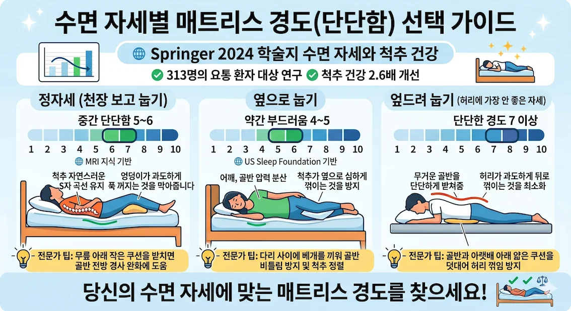 수면 자세별 매트리스 경도