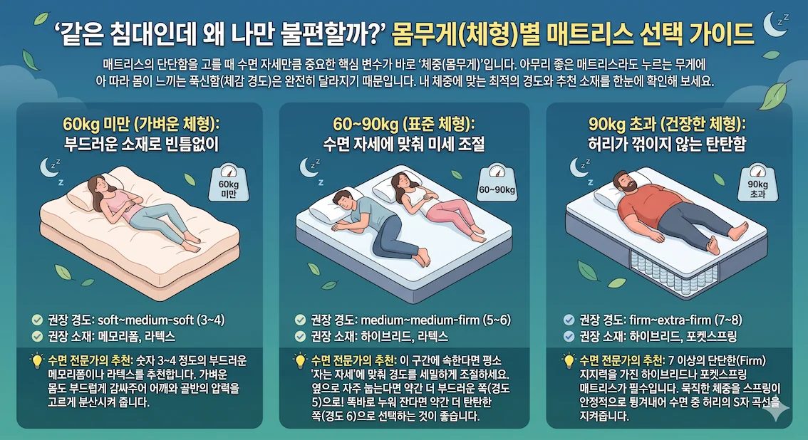 몸무게별 매트리스 선택 가이드