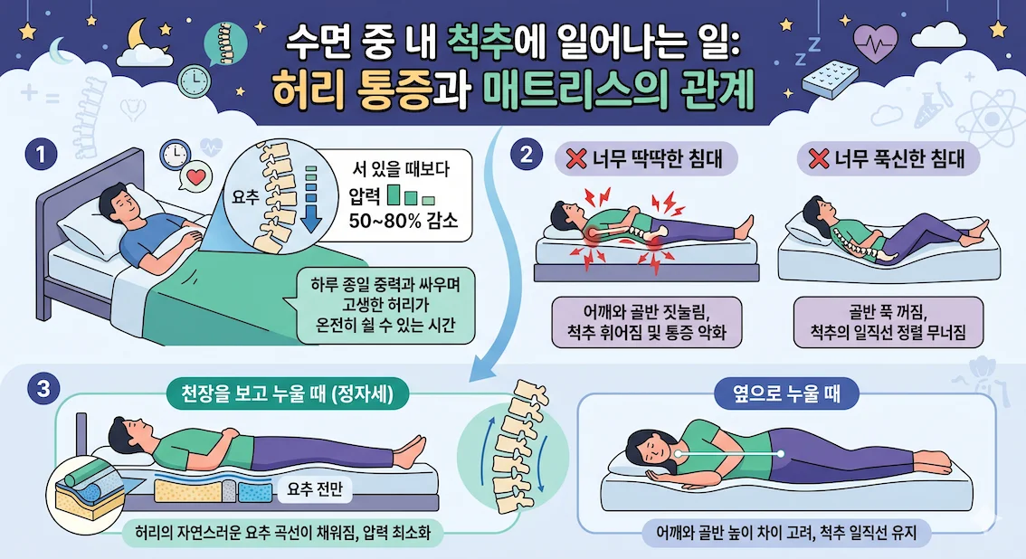 척추 통증과 매트리스