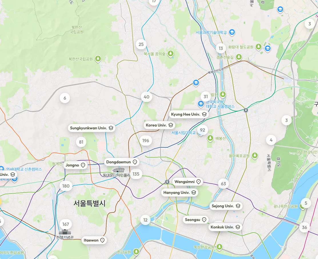 map of housing areas near Korea University in Seoul Anam neighborhood