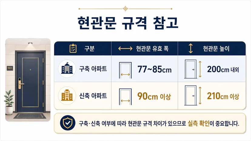신축과 구축 아파트 평균 현관 폭