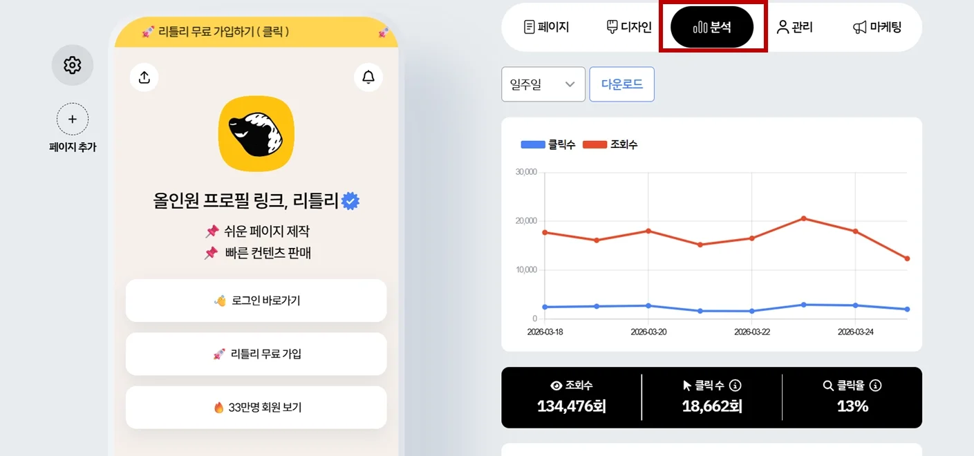 리틀리 팬페이지 분석 기능
