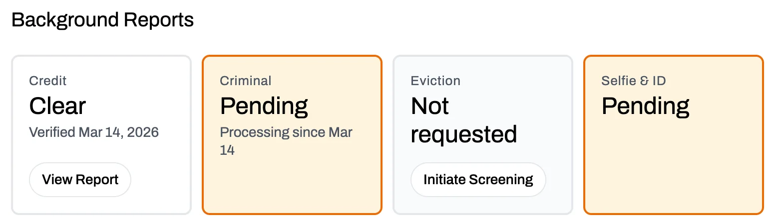 Decide which reports and screenings to run based on your internal system & policies. 