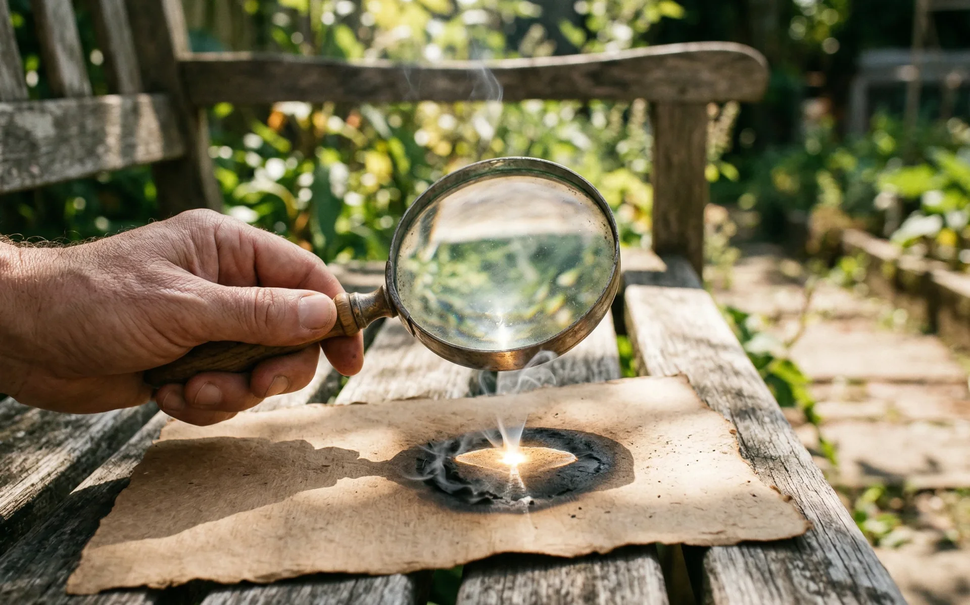 Focusing Sunlight with a Magnifying Glass to Burn
