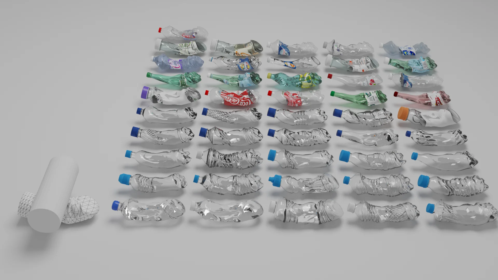 Synthetic waste plastic data generated by Pebblous by applying morphological deformation simulation