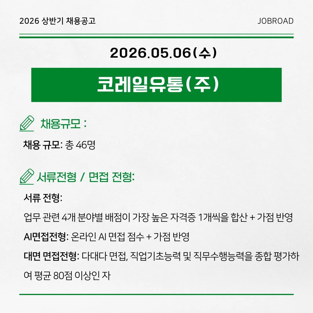 코레일유통 2026년 체험형 청년인턴 채용