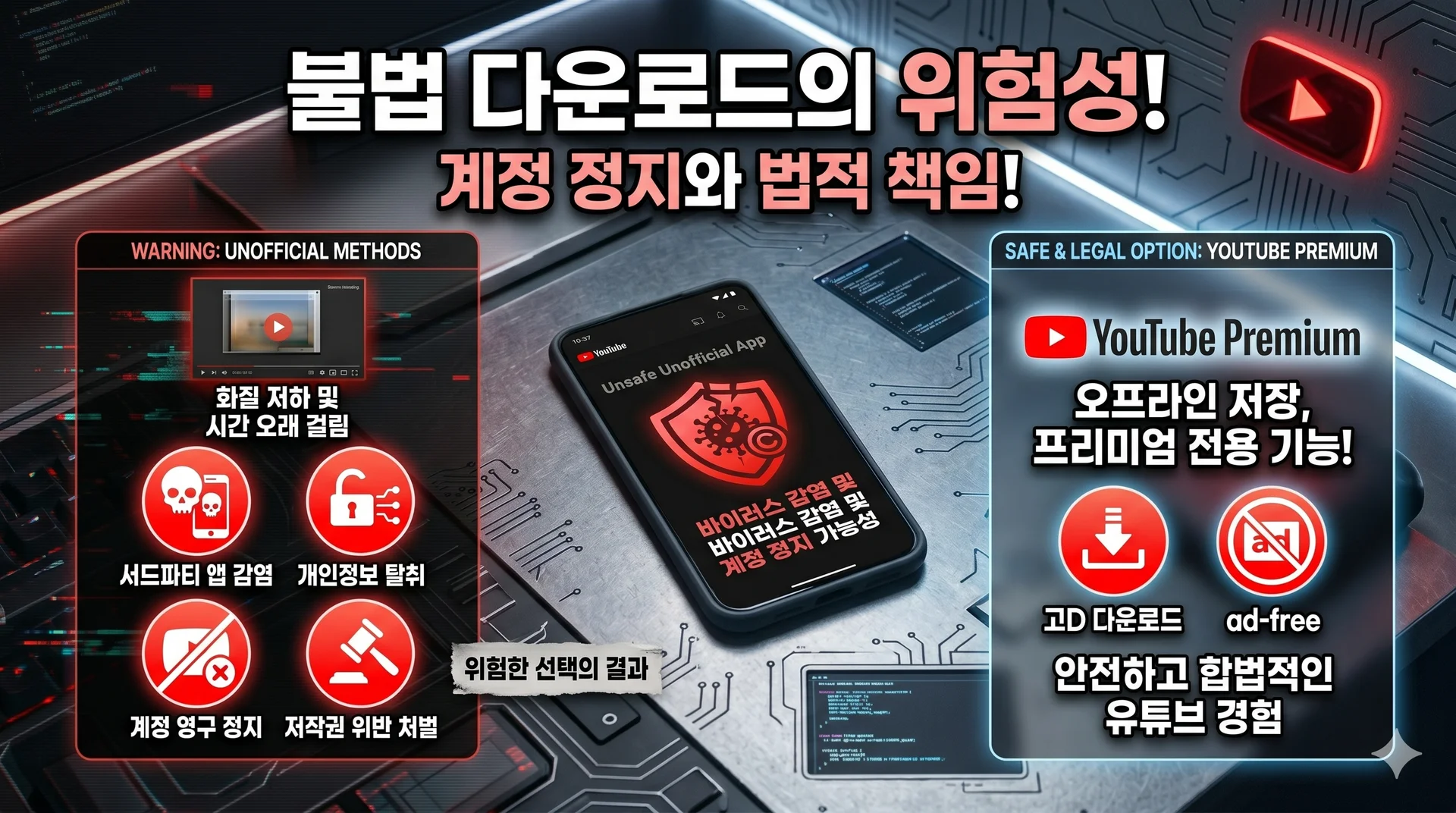 불법 다운로드 위험성 경고