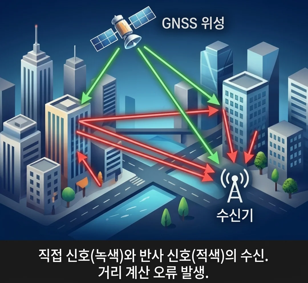 반사 신호가 만드는 거리 오류, 다중경로 오차