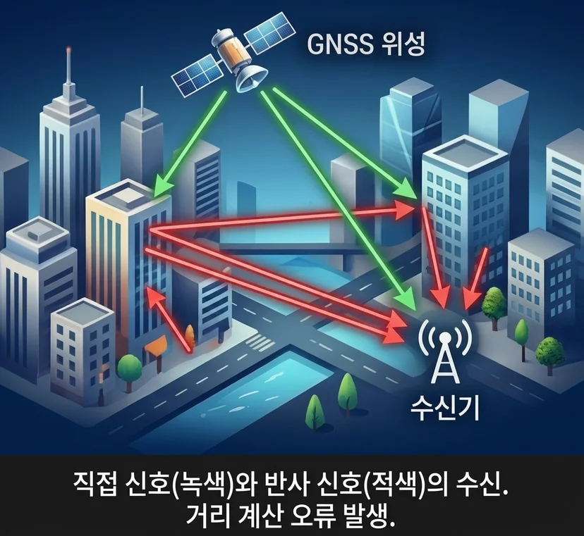 반사 신호가 만드는 거리 오류, 다중경로 오차