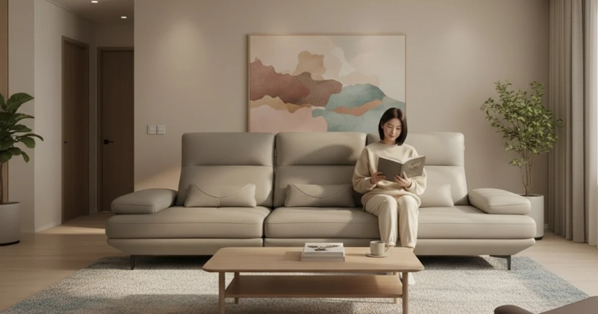 이탈리아 가죽으로 만든 국산 브랜드 세라티의  모듈형 세라티 존 4인 소파
