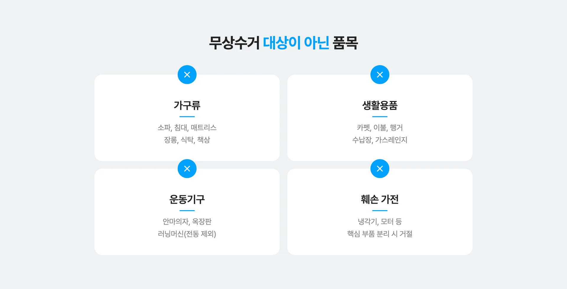 폐가전 무상수거 안되는 폐기물 