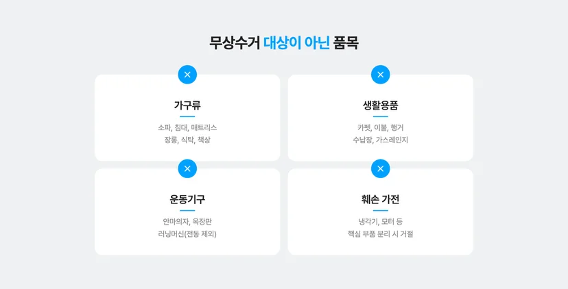 폐가전 무상수거 안되는 폐기물 