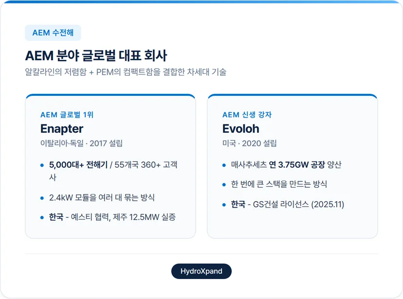 AEM 수전해 회사