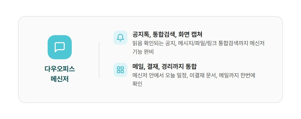 다우오피스 메신저 핵심 특징 요약 카드