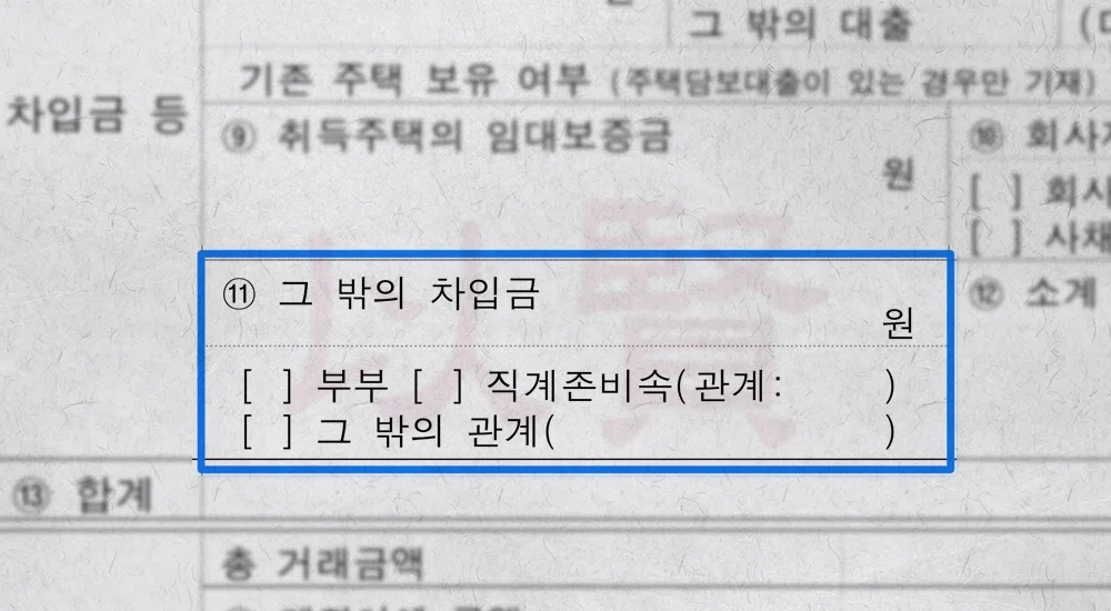 자금조달계획서 그밖의 차입금 항목 작성법