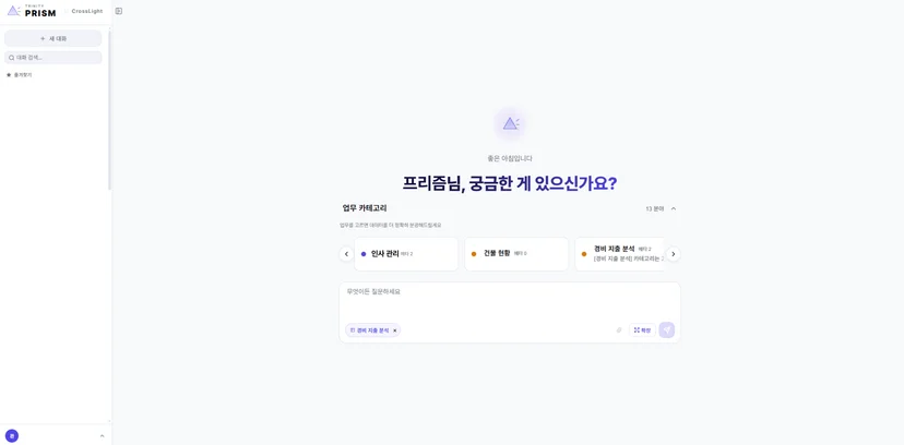 TRINITY PRISM 메인 화면