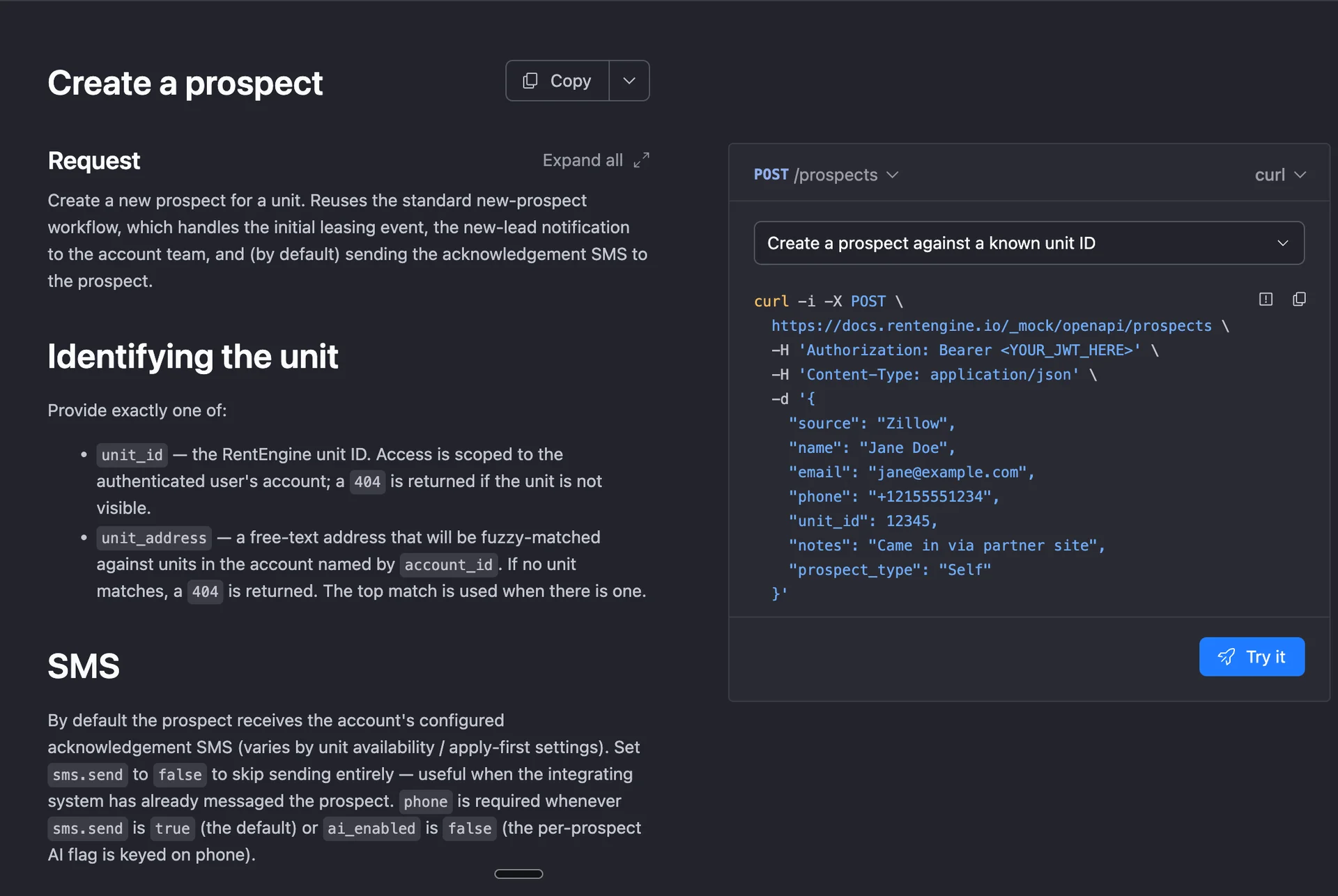 Add prospects via API — they enter the full leasing workflow automatically.