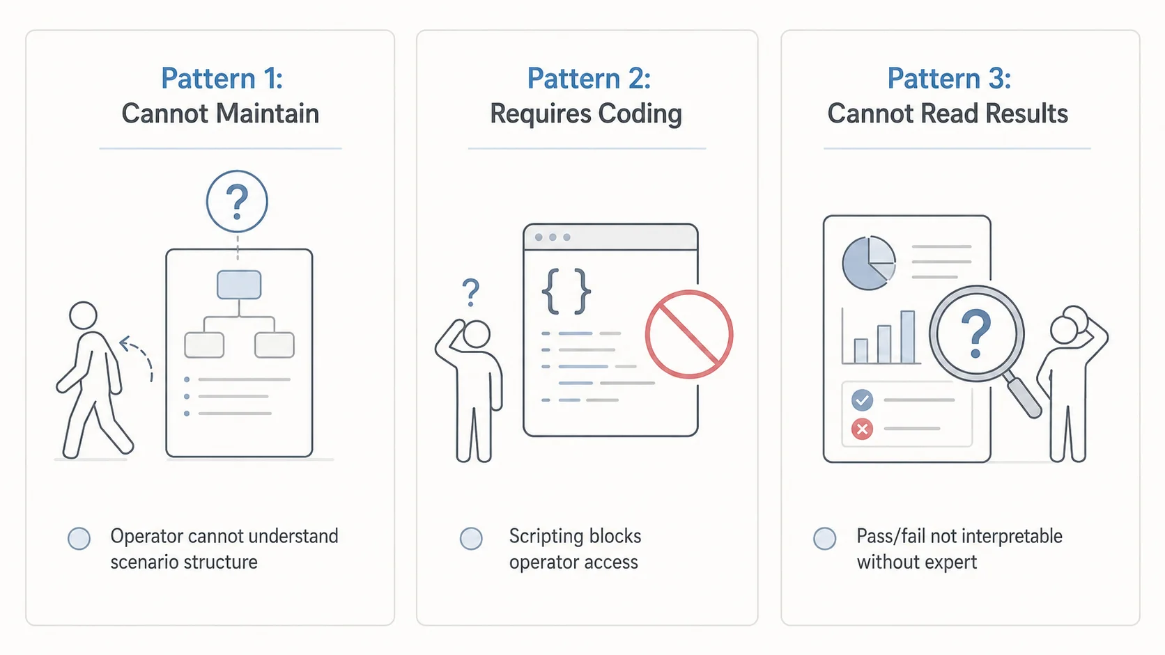 "Three patterns where adopted tools go unused" — adoption → operations → declining usage with three patterns visualized