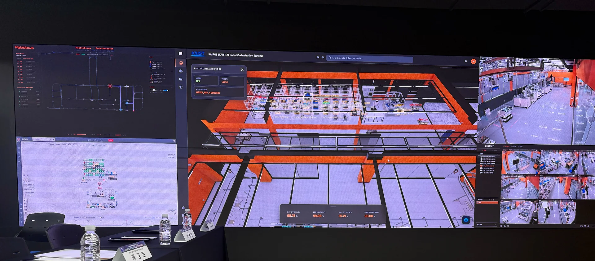 Daim Research × Pebblous - Simulation running inside the digital twin of 'KAIROS', the KAIST Physical AI Dark Factory Platform