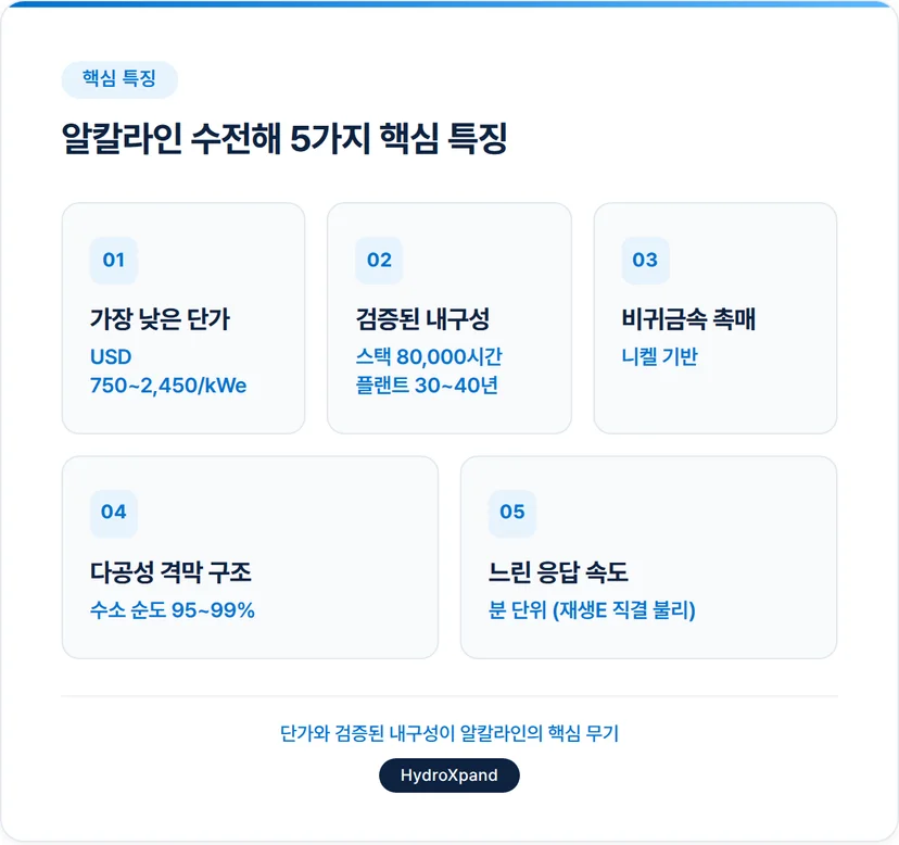 알칼라인 수전해의 핵심 특징