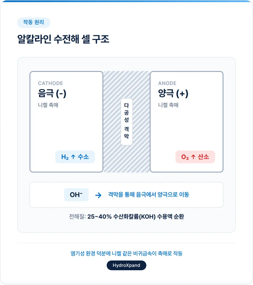 알칼라인 수전해의 작동 원리