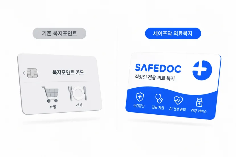 도입비 0원, 관리 리소스 제로 — 세이프닥 의료복지 제휴는 기존 복지 구조를 그대로 유지하면서 헬스케어 혜택을 즉시 추가할 수 있습니다.