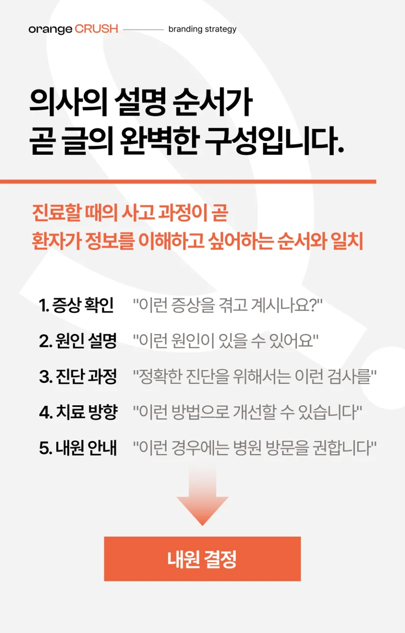 의사의 설명 순서를 콘텐츠에도 적용하기