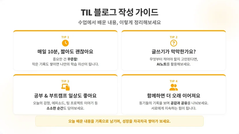 멋쟁이사자처럼 수강생 TIL (Today I Learned) 챌린지 