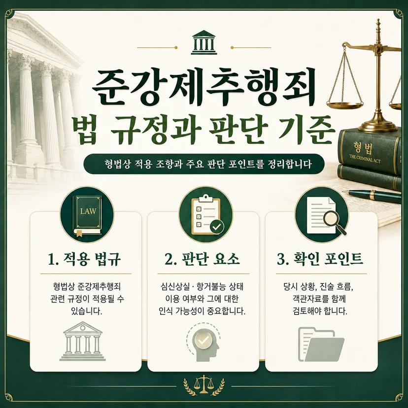 강제키스 사건에서 적용될 수 있는 준강제추행 처벌 법 규정